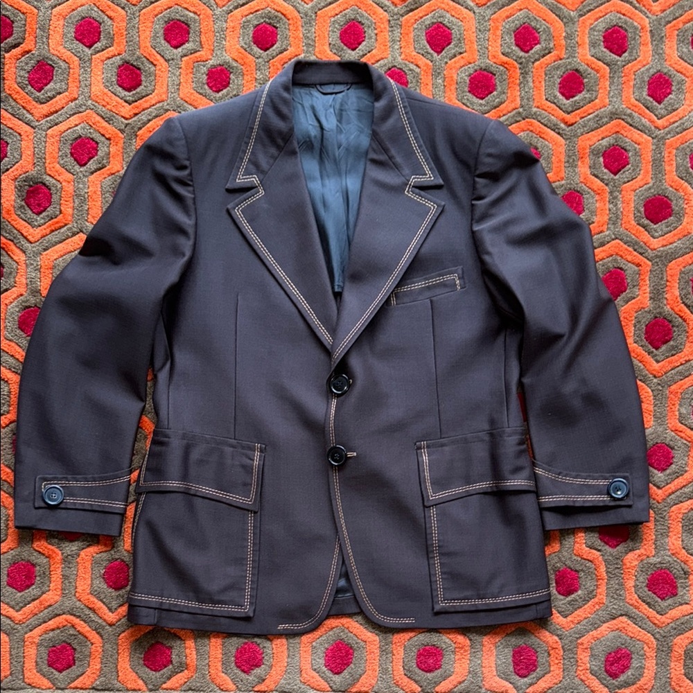 Vintage Bradford Men's Brown Blazer with Contrast Stitching
